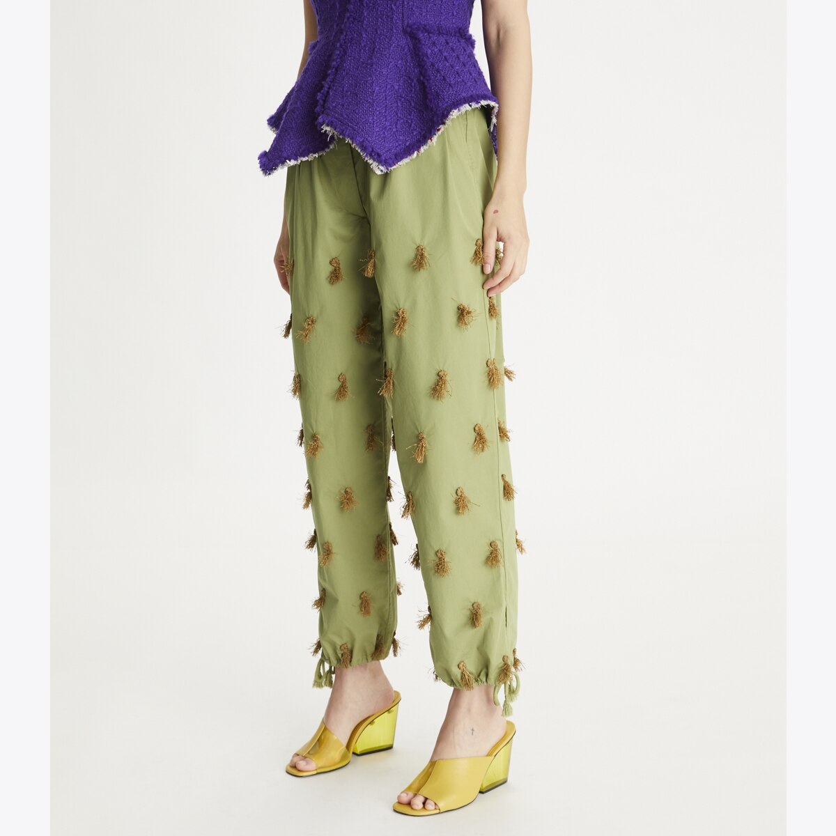 Tory Burch 25SS パンツ グリーン系 poplin-drawstring-pant-on-
