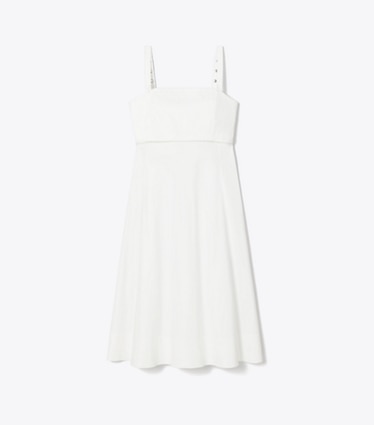 Tory Burch designer dresses Poplin Dress in White front