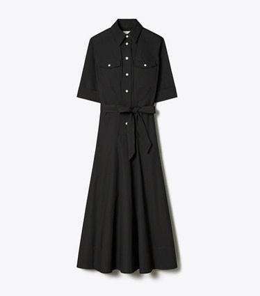 Tory Burch designer dresses Poplin Dress in Black front