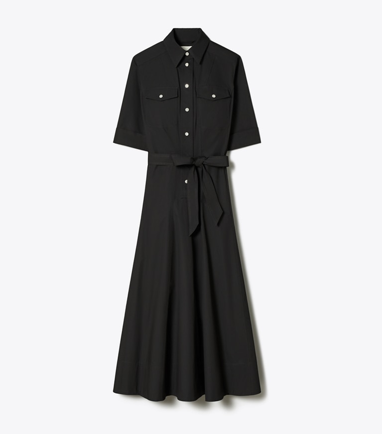 Tory Burch designer dresses Poplin Dress in Black front