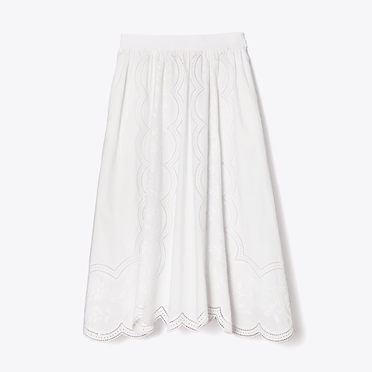 Poplin Embroidered Skirt: Women's Designer Bottoms | Tory Burch