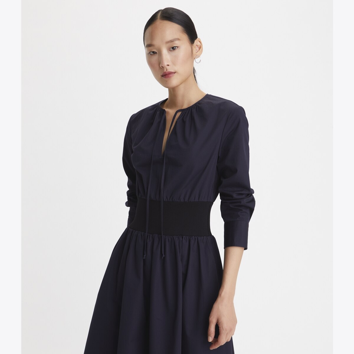 ワンピース POPLIN KNITTED DRESS Poplin Knit-Waist Dress: Women's Designer Dresses | Tory Burch