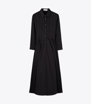 Tory Burch designer ドレス ポプリン ミディ シャツドレス in Black front