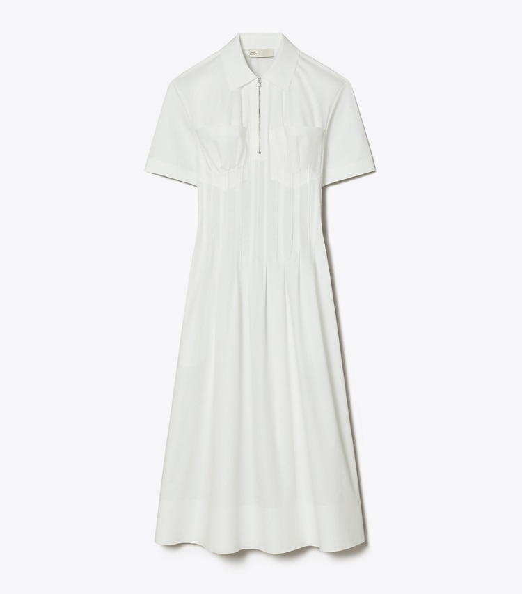 Tory Burch designer ドレス ポプリン プリーツウエスト ドレス in White front