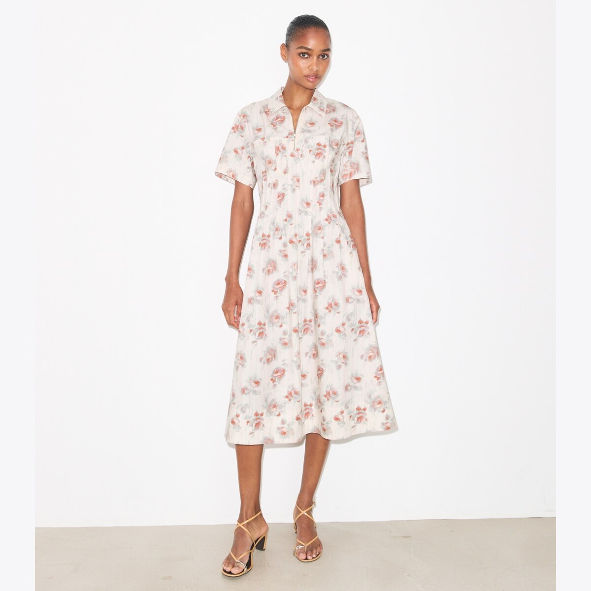POPLIN PLEAT-WAIST DRESS - thumbnail 2
