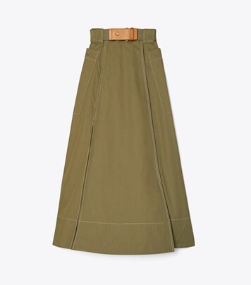 Cotton Poplin Pleated Skirt: Women's Designer Bottoms | Tory Burch