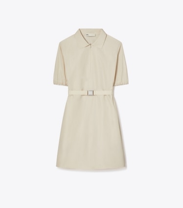 Tory Burch designer dresses Poplin Polo Dress in Pale Sandstone front