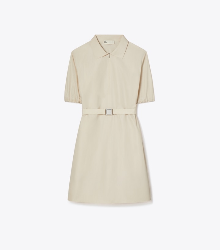 Tory Burch designer dresses Poplin Polo Dress in Pale Sandstone front