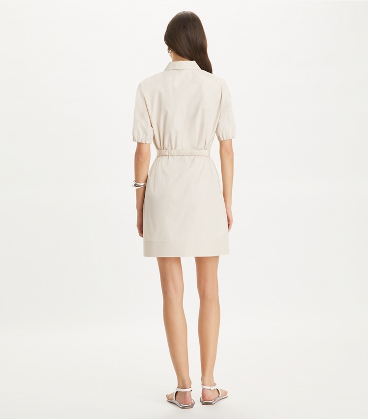 Tory Burch designer dresses Poplin Polo Dress in Pale Sandstone on model back