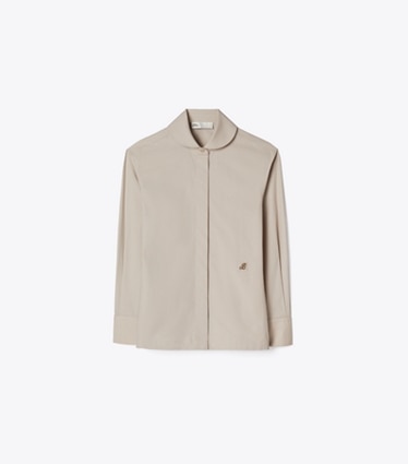 Tory Burch designer tops Poplin Shirt in Washed Taupe front