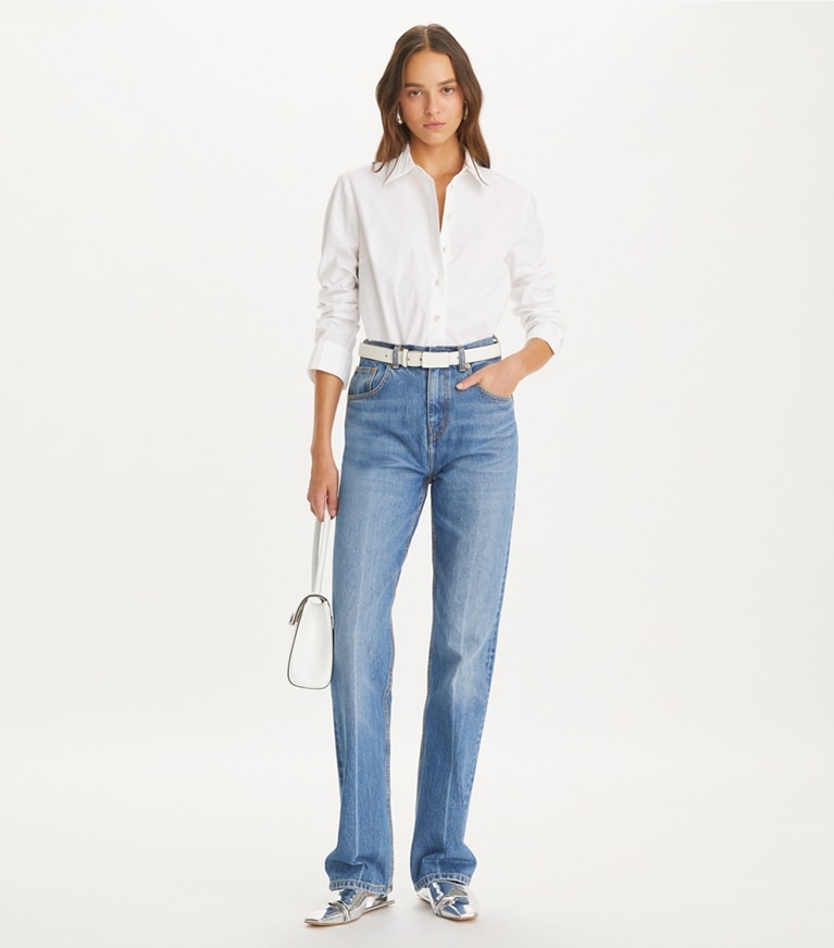 Tory Burch designer tops Poplin Shirt in White front