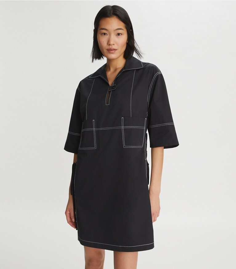Tory Burch designer dresses Poplin Shirtdress in Black front
