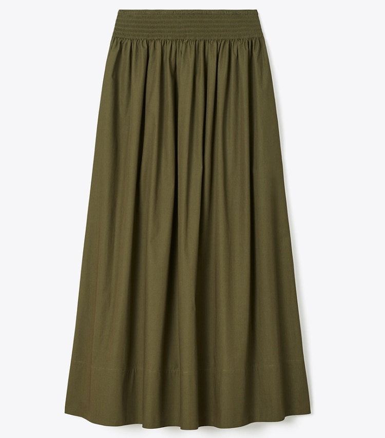 Tory Burch designer bottoms Poplin Skirt in Olive Pesto front