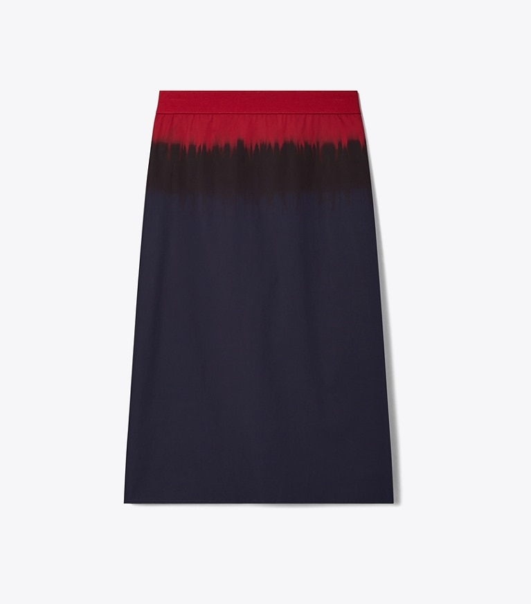 Tory Burch designer bottoms Poplin Skirt in Medium Navy / Red front