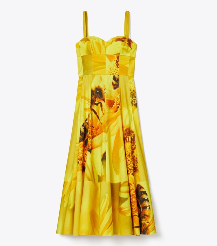 Tory Burch designer dresses Poplin Sundress in Yellow Bee front