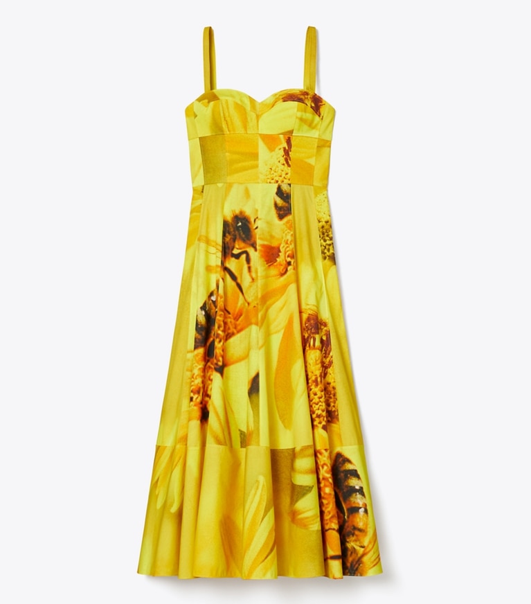 Tory Burch designer dresses Poplin Sundress in Yellow Bee front