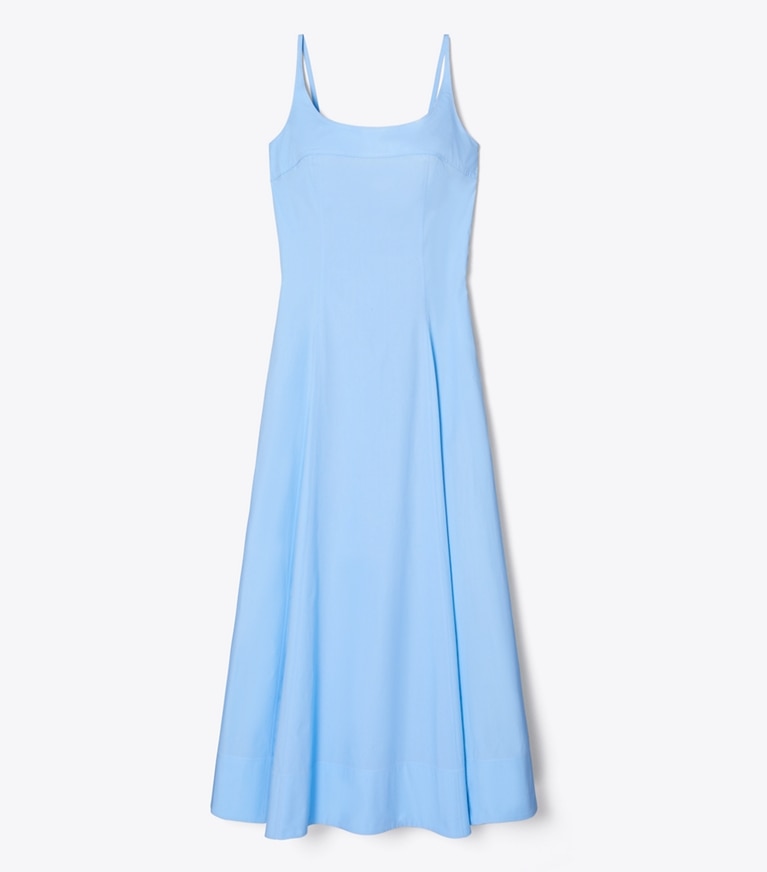 Tory Burch designer dresses Poplin Tank Dress in Washed Sky front