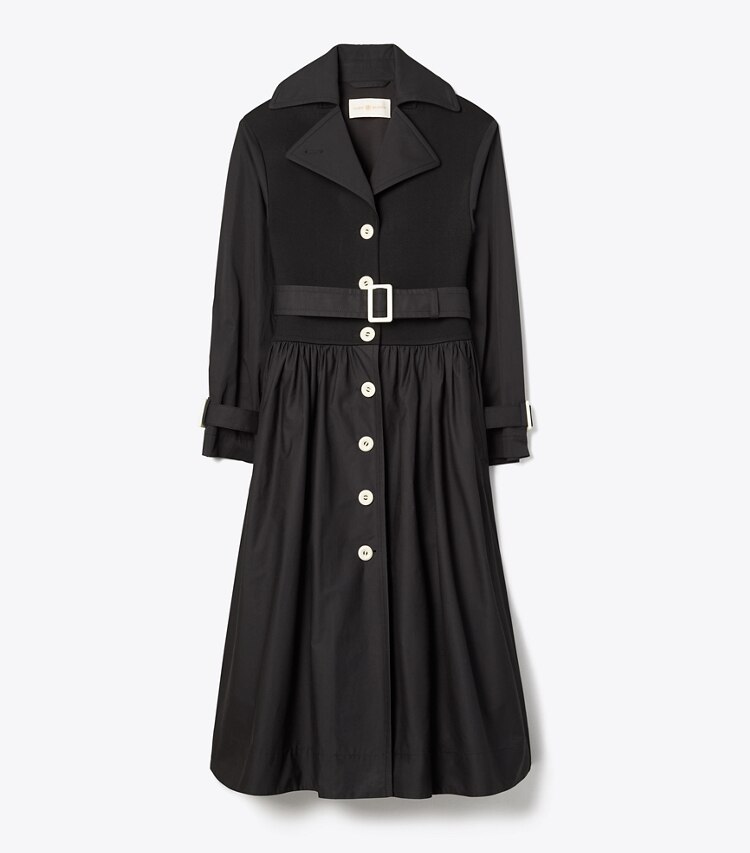Tory Burch designer coats Poplin Trench Coat in Black front