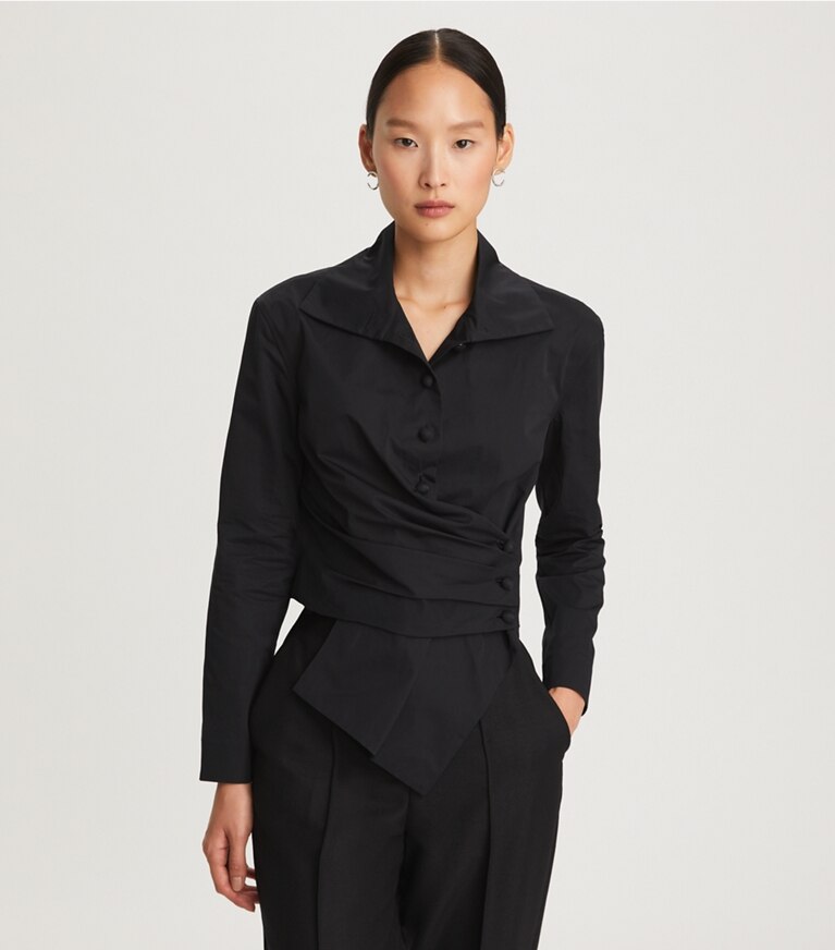 Womens black hotsell wrap shirt