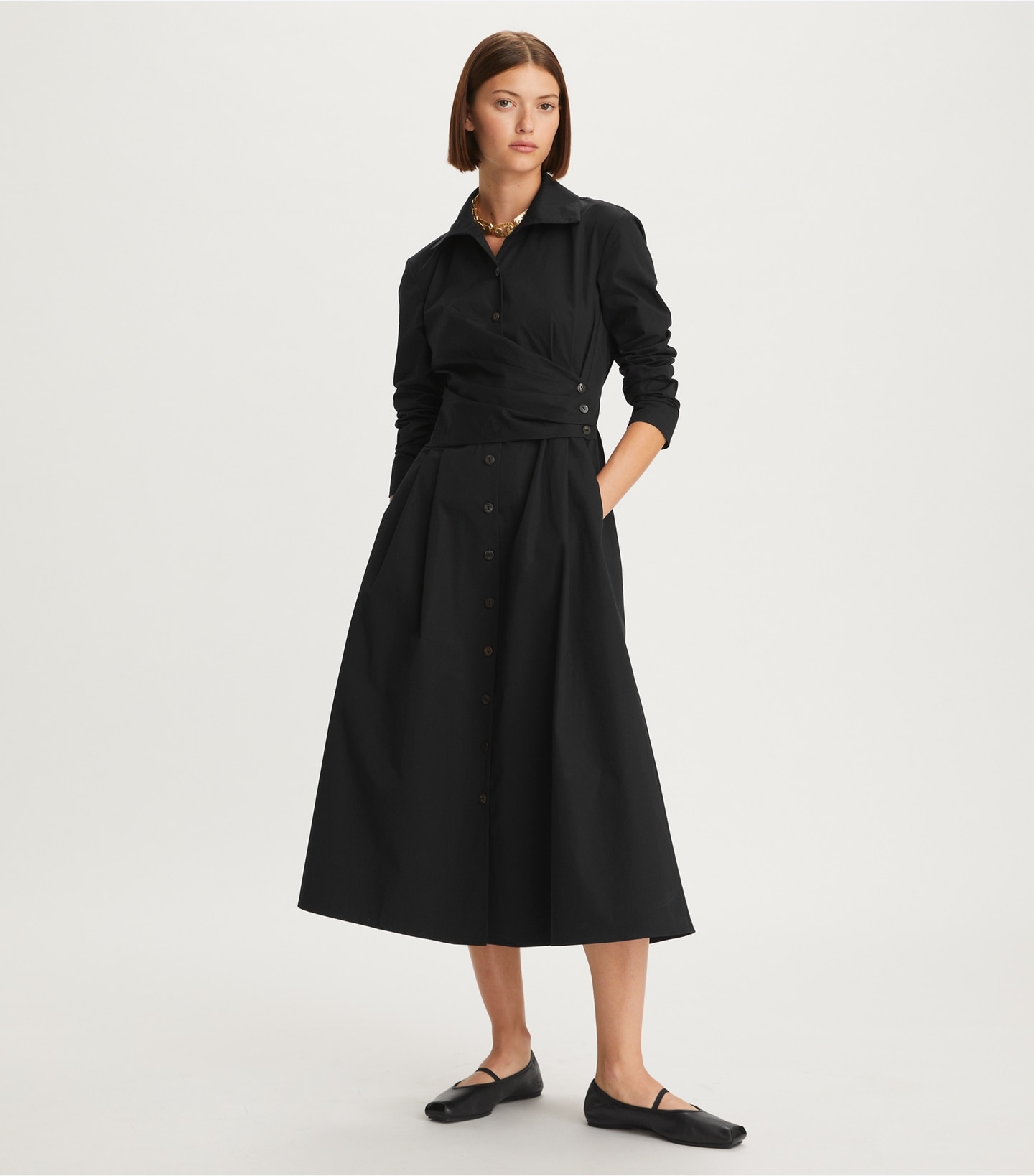 Poplin Wrap Shirtdress