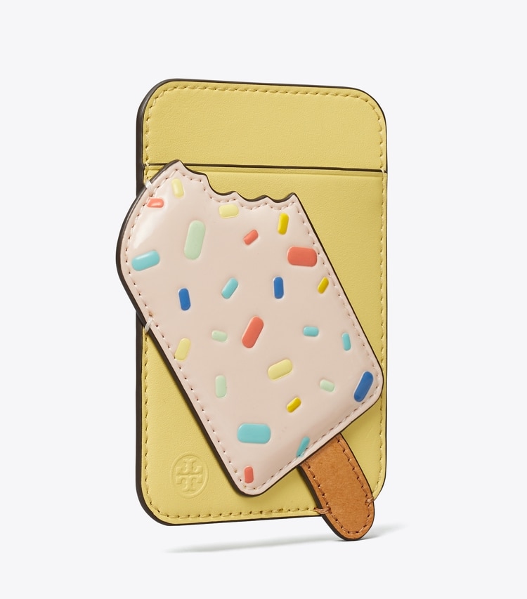 Tory Burch designer tech accessories Popsicle Card Pocket in Vintage Lemon angle