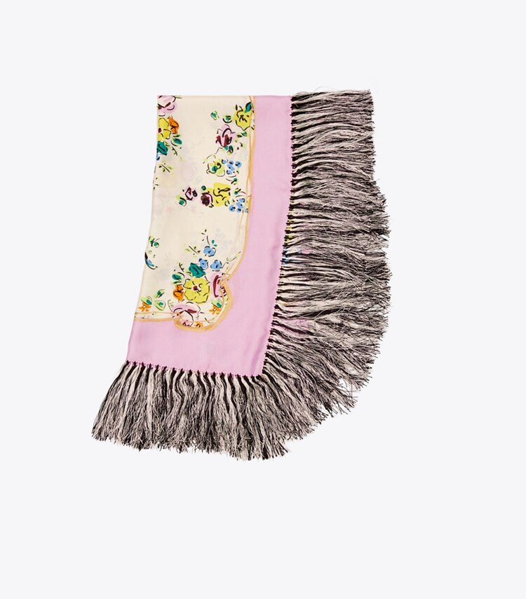 Tory Burch designer scarves Porcelain Floral Silk Square Scarf in Pink folded