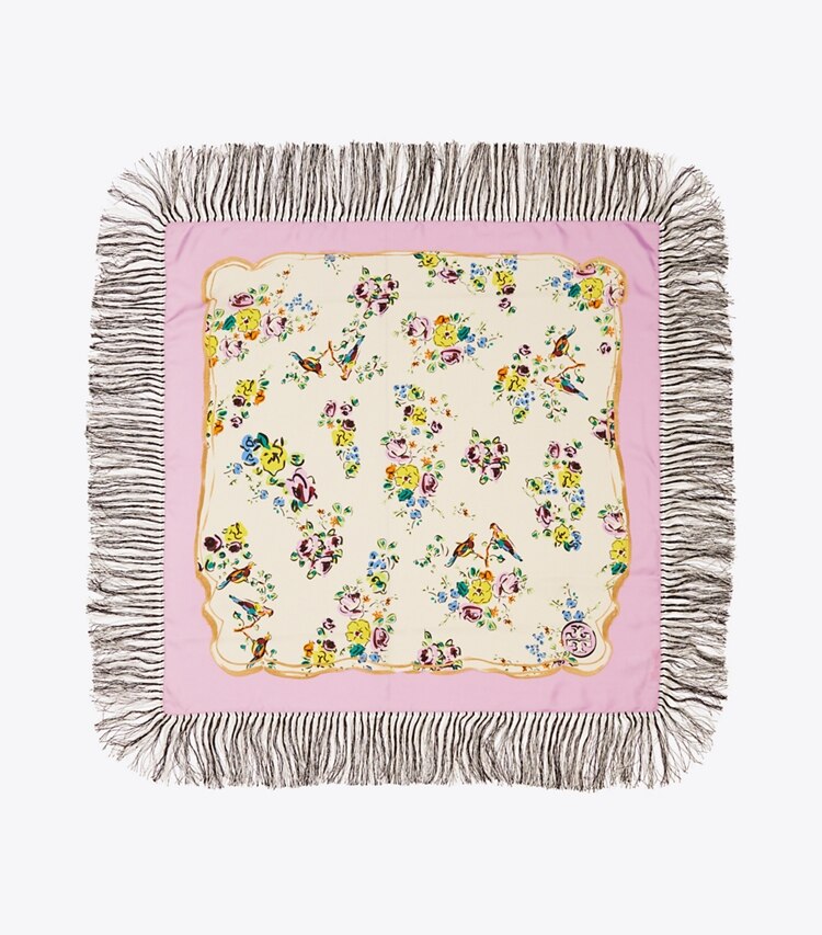 Tory Burch designer scarves Porcelain Floral Silk Square Scarf in Pink overhead