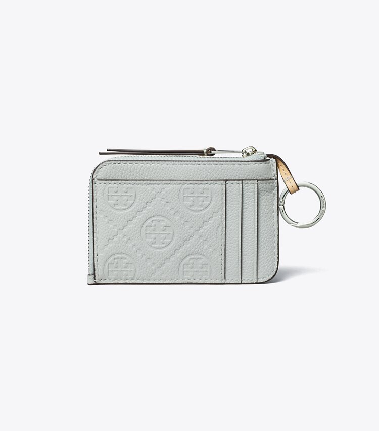 Tory Burch designer portacarte Portacarte a busta con zip martellato in Light Titanium indietro