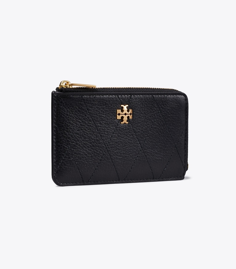 Tory Burch designer portacarte Portacarte Charlie matelassé con zip in Black angle