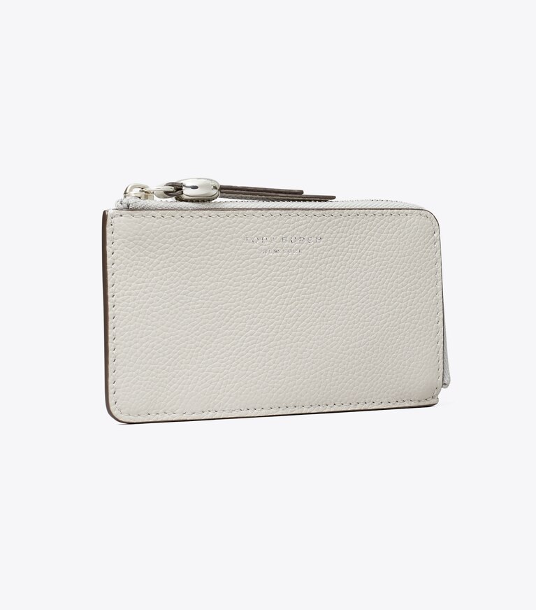 Tory Burch designer portacarte Portacarte con zip Romy in Ash Cloud angle