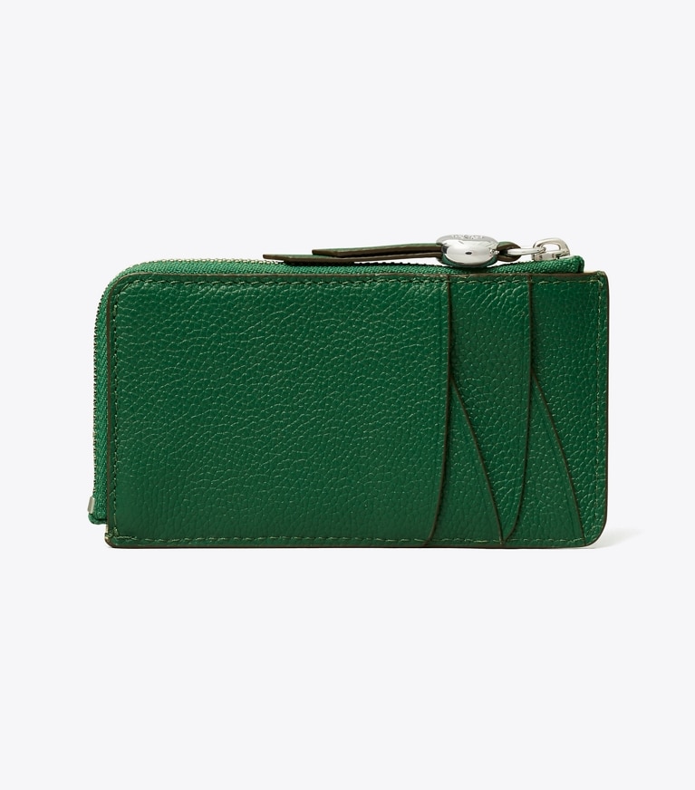 Tory Burch designer portacarte Portacarte con zip Romy in Dark Kale indietro