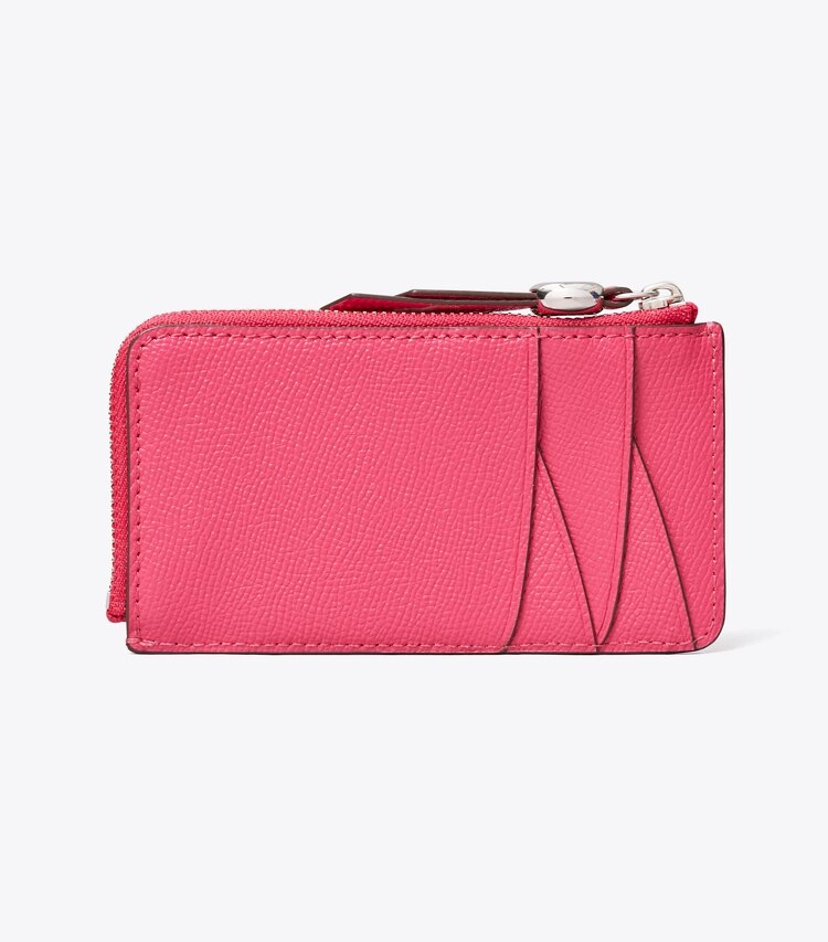 Tory Burch designer portacarte Portacarte con zip Romy in Bright Pink indietro