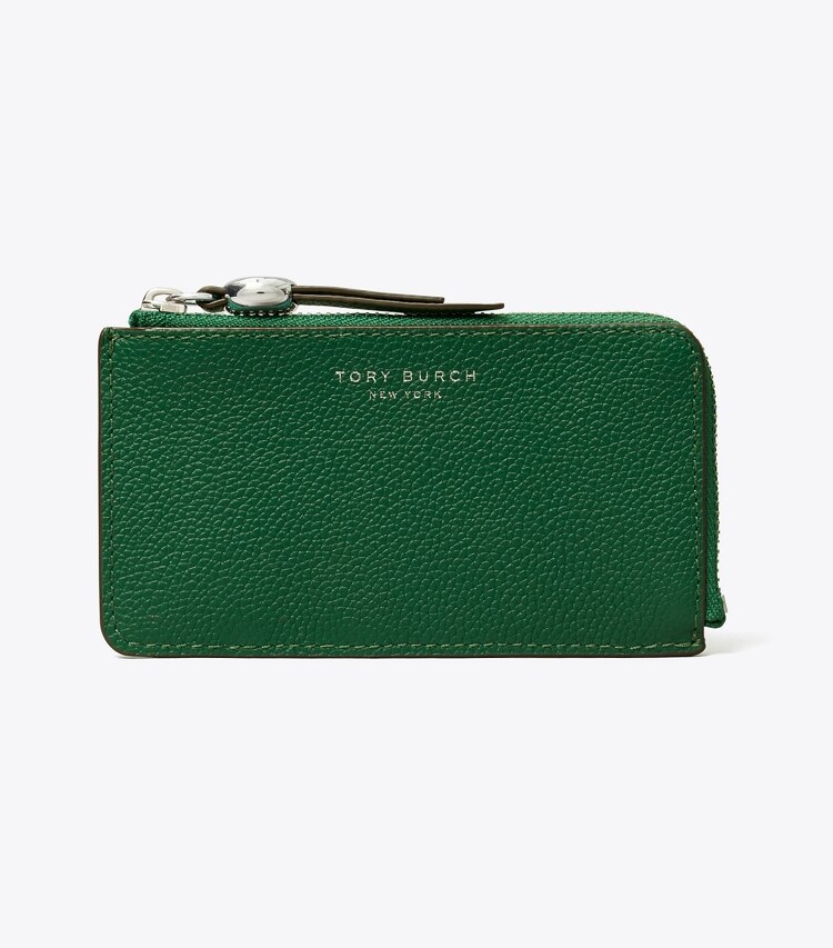 Tory Burch designer portacarte Portacarte con zip Romy in Dark Kale front