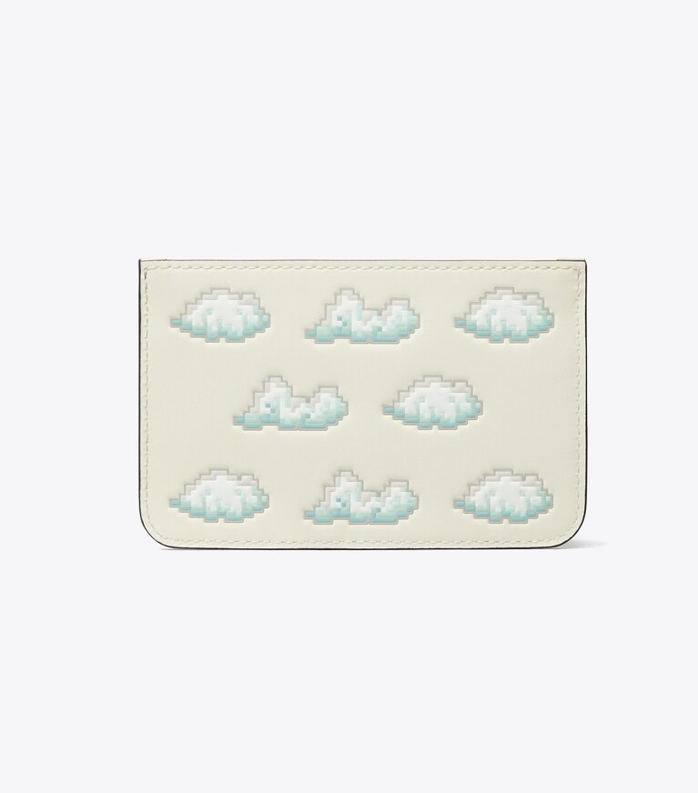 Tory Burch designer portacarte Portacarte con zip sul lato superiore in Misty Cloud angle