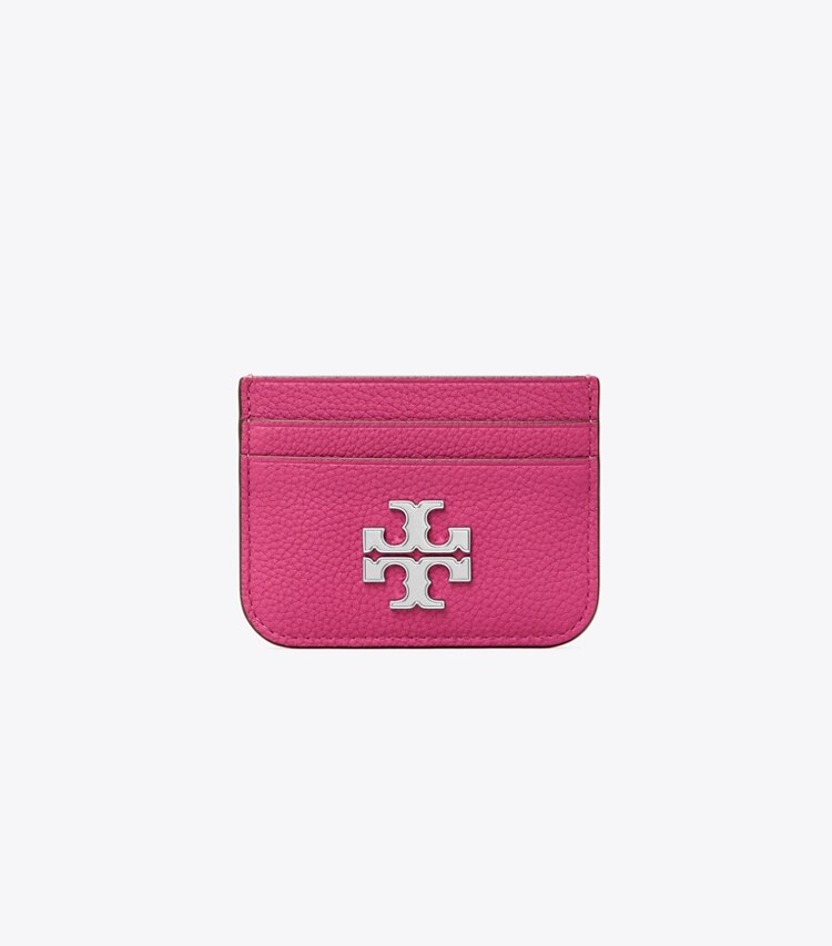 Tory Burch designer portacarte Portacarte Eleanor in pelle martellata in Plumberry front