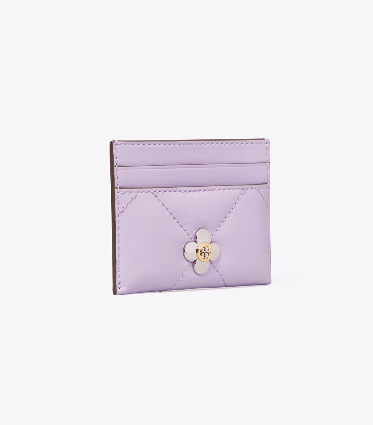 Tory Burch designer portacarte Portacarte Kira Clover con trapuntatura a diamante in Purple Heather angle