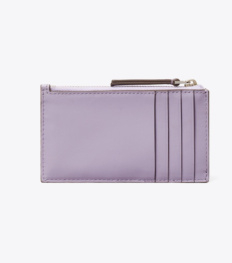 Tory Burch designer portacarte Portacarte Kira con trapuntatura a diamante e zip in Lavender indietro