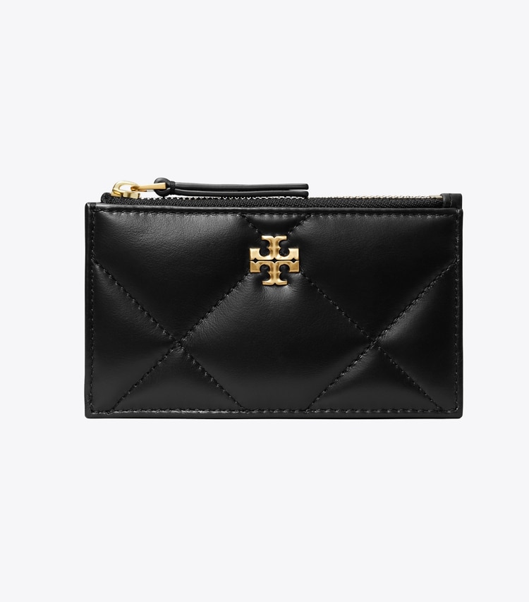 Tory Burch designer portacarte Portacarte Kira con trapuntatura a diamante e zip in Black front