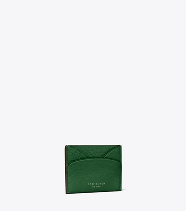 Tory Burch designer portacarte Portacarte piatto Romy in Dark Kale angle