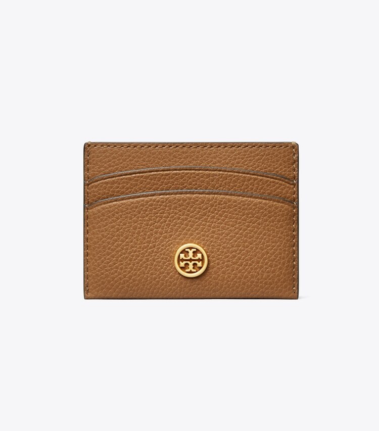 Tory Burch designer portacarte Portacarte Robinson in pelle martellata in Tiger'S Eye front