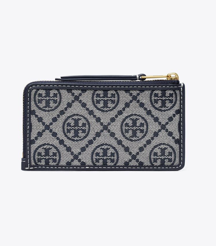 Tory Burch designer portacarte Portacarte T Monogram con zip in Tory Navy indietro