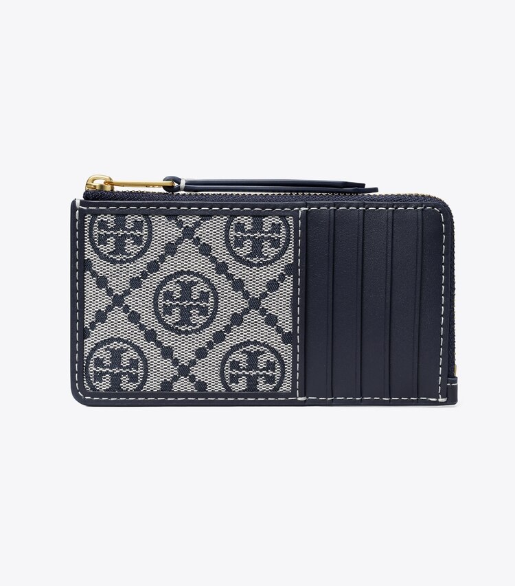 Tory Burch designer portacarte Portacarte T Monogram con zip in Tory Navy front