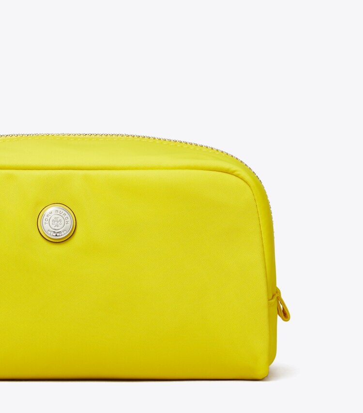 Tory Burch diseñador estuches para cosméticos Portacosméticos mediano Twist en Yellow detalle