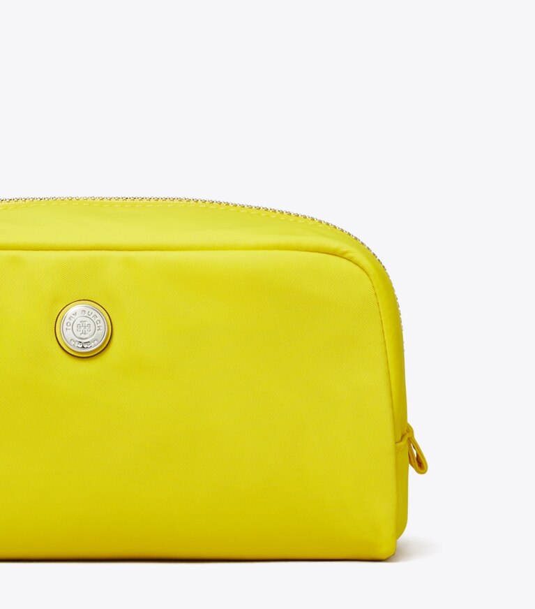 Tory Burch diseñador estuches para cosméticos Portacosméticos mediano Twist en Yellow detalle