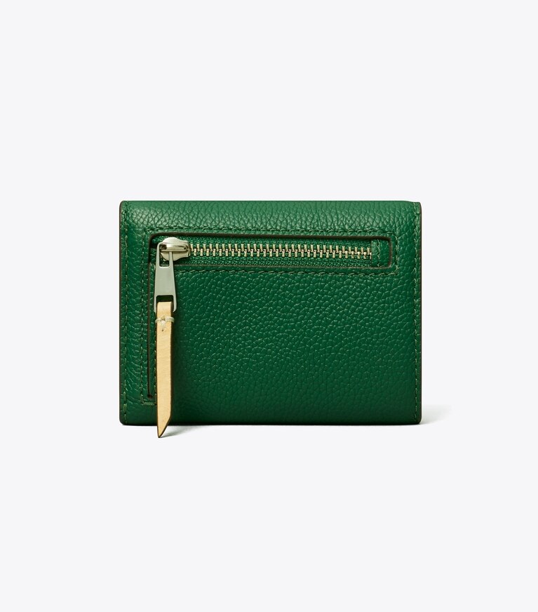 Tory Burch designer portafogli Portafoglio a busta piccolo martellato in Dark Kale indietro