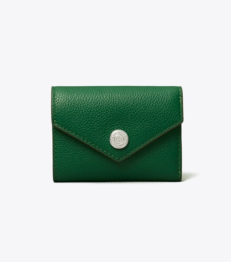 Tory Burch designer portafogli Portafoglio a busta piccolo martellato in Dark Kale front