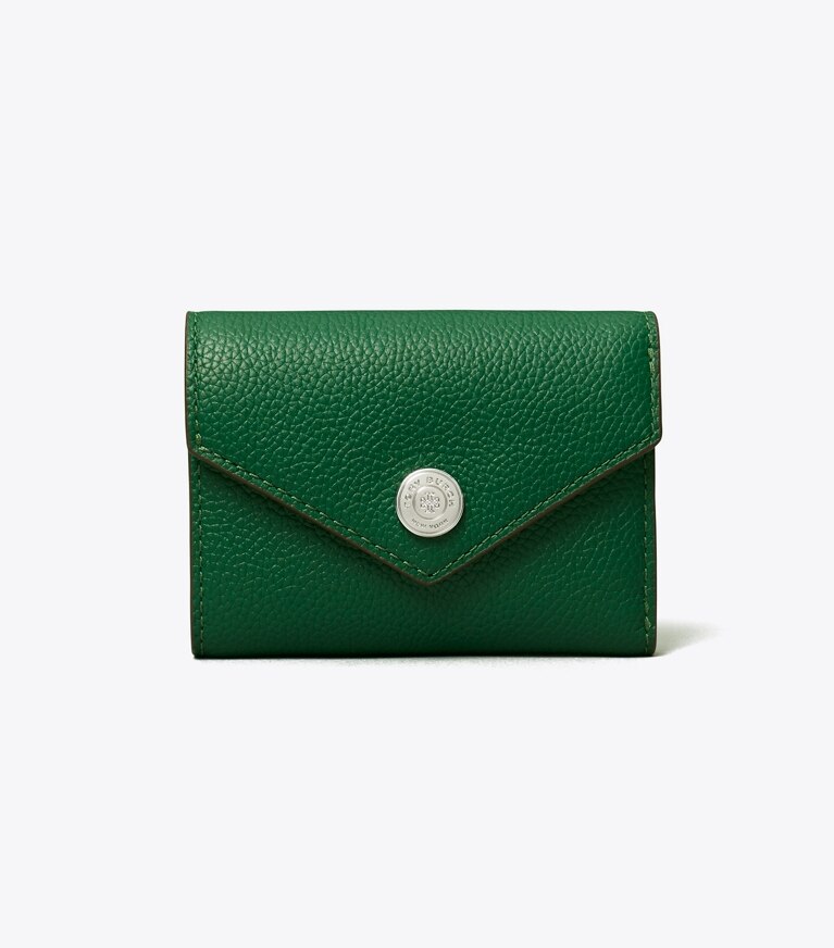 Tory Burch designer portafogli Portafoglio a busta piccolo martellato in Dark Kale front