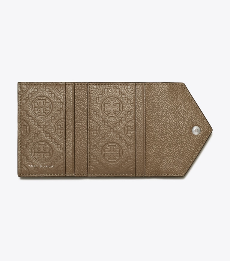 Tory Burch designer portafogli Portafoglio a busta piccolo martellato in Wild Mushroom superiore