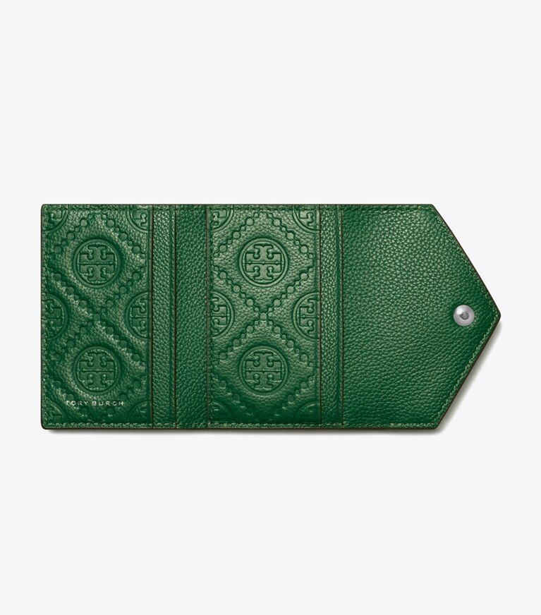 Tory Burch designer portafogli Portafoglio a busta piccolo martellato in Dark Kale superiore