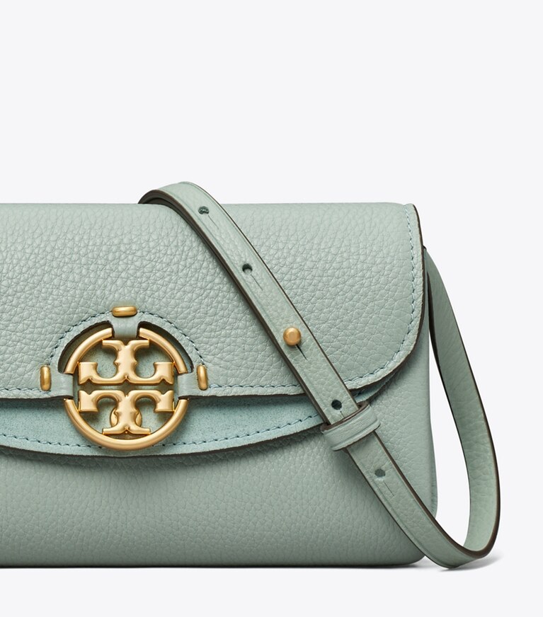 Tory Burch designer mini bags Portafoglio a tracolla Miller in Blue Celadon angle
